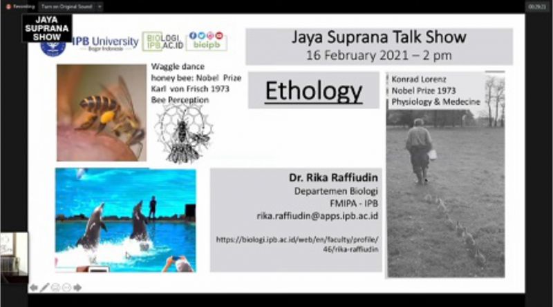 Dr. Ir. Rika Raffiudin, M.Si. Paparkan Ethology di Jaya Suprana Show